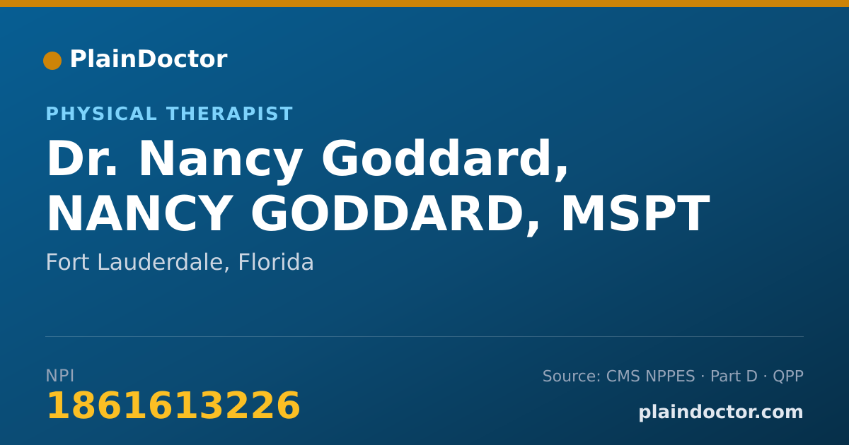 Shareable card for Nancy Goddard, NANCY GODDARD, MSPT - Physical Therapist, Fort Lauderdale, FL