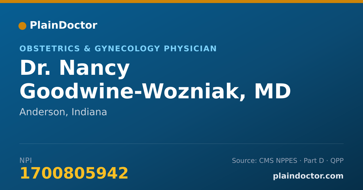 Shareable card for Nancy Goodwine-Wozniak, MD - Obstetrics & Gynecology Physician, Anderson, IN