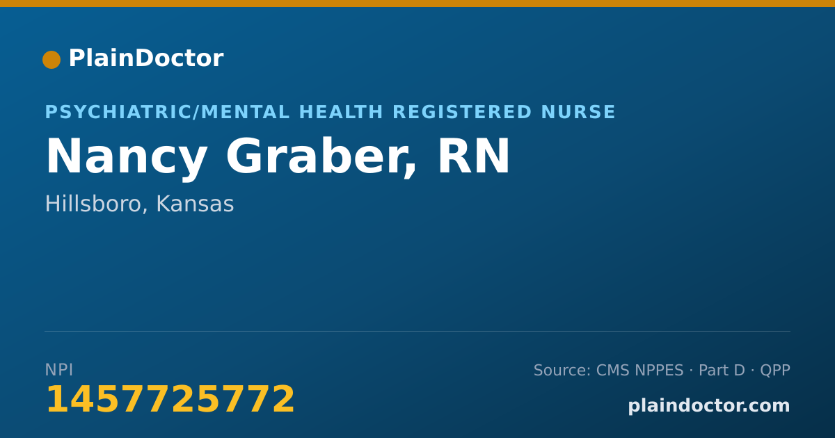 Shareable card for Nancy Graber, RN - Psychiatric/Mental Health Registered Nurse, Hillsboro, KS