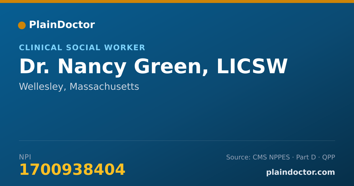 Shareable card for Nancy Green, LICSW - Clinical Social Worker, Wellesley, MA