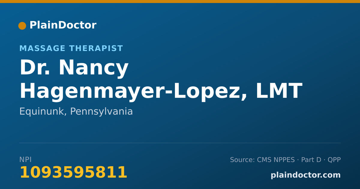 Shareable card for Nancy Hagenmayer-Lopez, LMT - Massage Therapist, Equinunk, PA