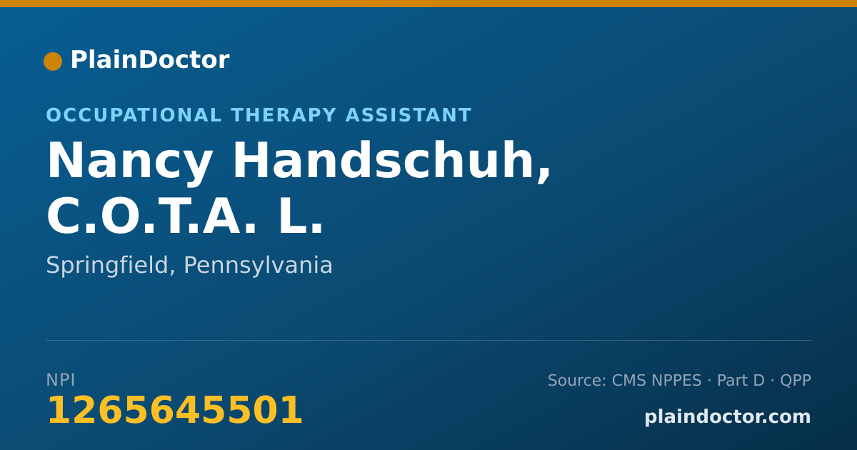 Shareable card for Nancy Handschuh, C.O.T.A. L. - Occupational Therapy Assistant, Springfield, PA