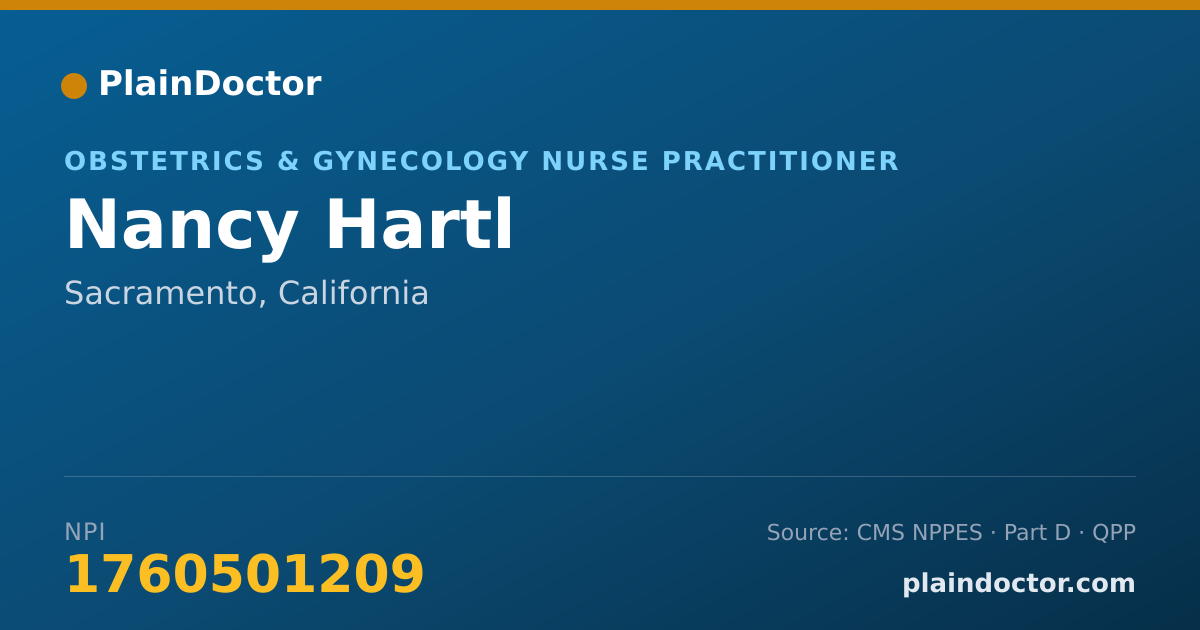 Shareable card for Nancy Hartl - Obstetrics & Gynecology Nurse Practitioner, Sacramento, CA