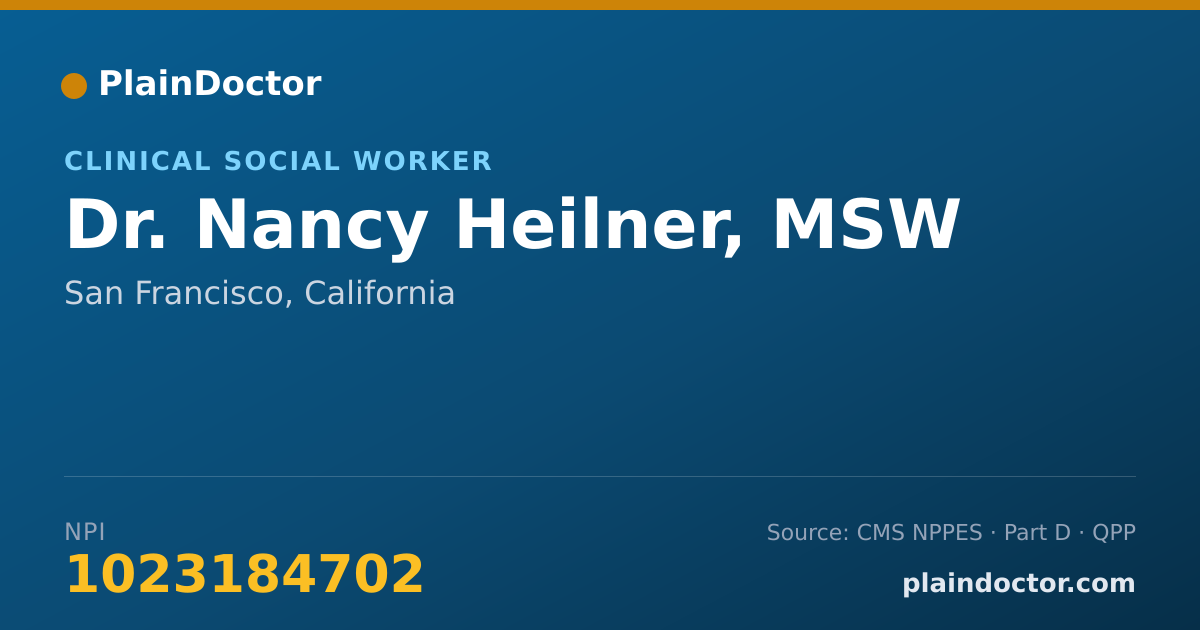 Shareable card for Nancy Heilner, MSW - Clinical Social Worker, San Francisco, CA