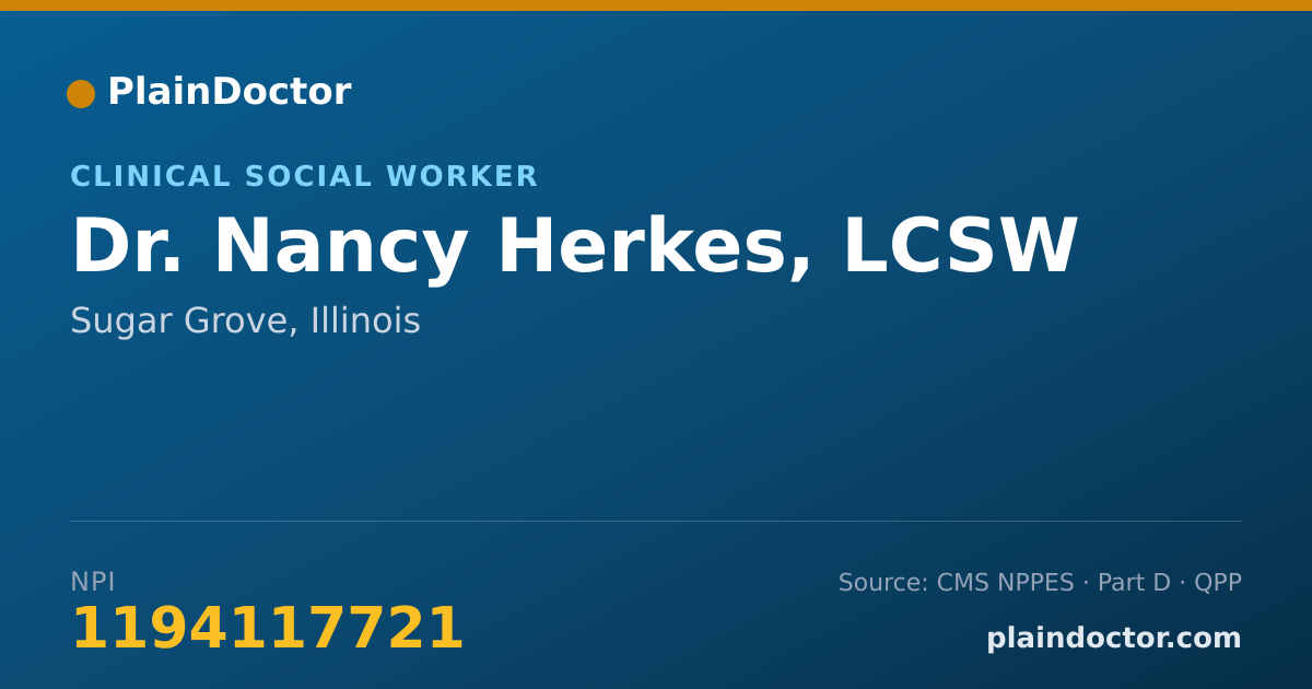Shareable card for Nancy Herkes, LCSW - Clinical Social Worker, Sugar Grove, IL
