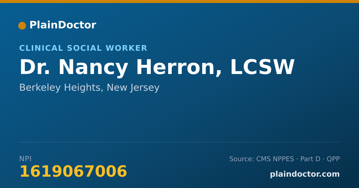Shareable card for Nancy Herron, LCSW - Clinical Social Worker, Berkeley Heights, NJ