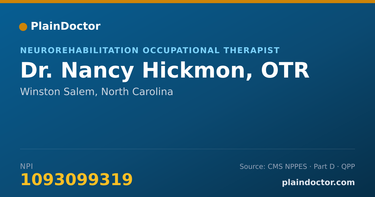 Shareable card for Nancy Hickmon, OTR - Neurorehabilitation Occupational Therapist, Winston Salem, NC