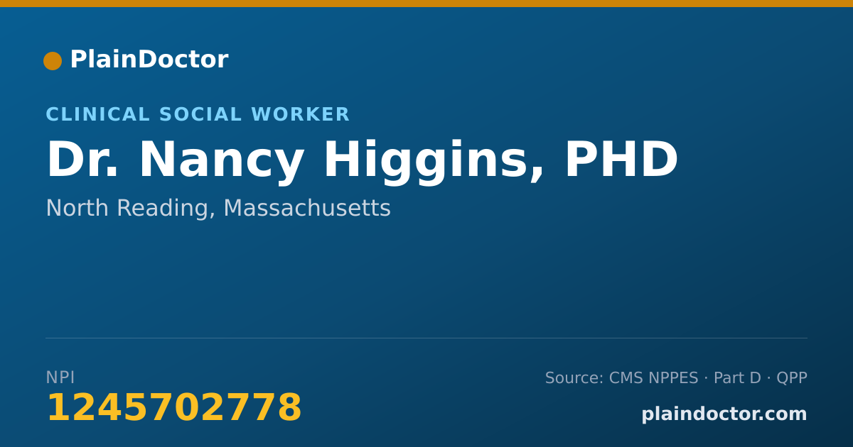 Shareable card for Nancy Higgins, PHD - Clinical Social Worker, North Reading, MA