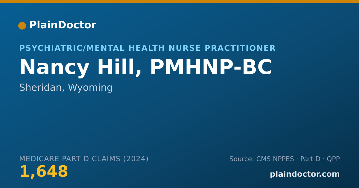 Shareable card for Nancy Hill, PMHNP-BC - Nurse Practitioner, Sheridan, WY