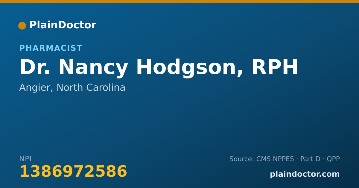 Shareable card for Nancy Hodgson, RPH - Pharmacist, Angier, NC