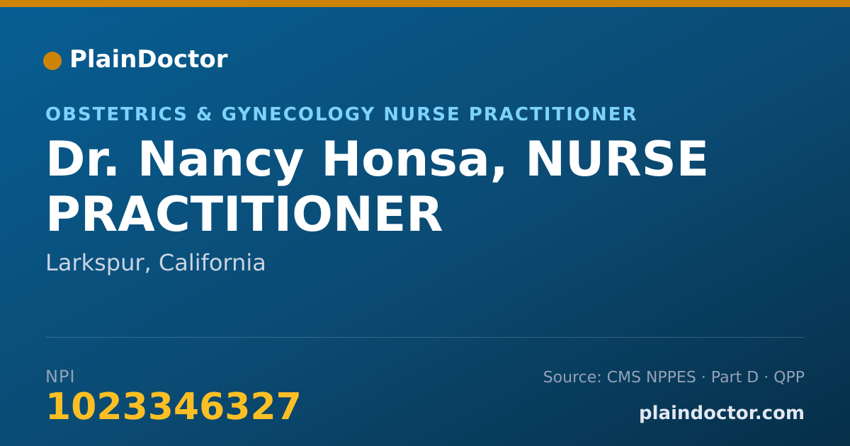 Shareable card for Nancy Honsa, NURSE PRACTITIONER - Obstetrics & Gynecology Nurse Practitioner, Larkspur, CA