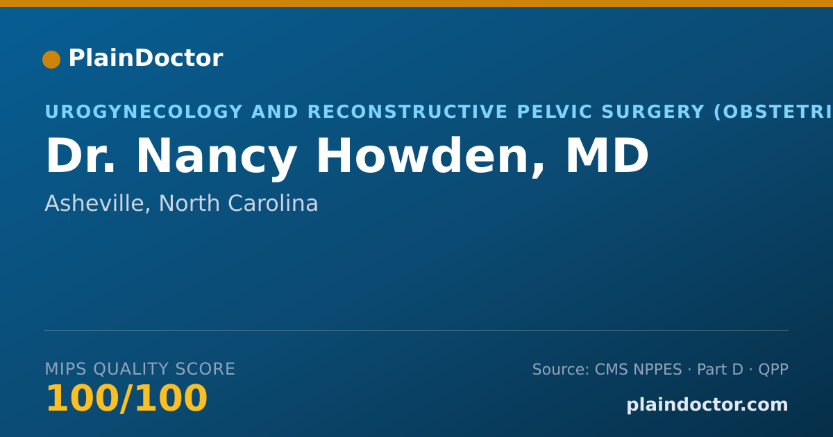 Shareable card for Nancy Howden, MD - Urogynecology and Reconstructive Pelvic Surgery (Obstetrics & Gynecology) Physician, Asheville, NC