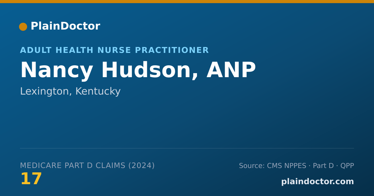 Shareable card for Nancy Hudson, ANP - Adult Health Nurse Practitioner, Lexington, KY