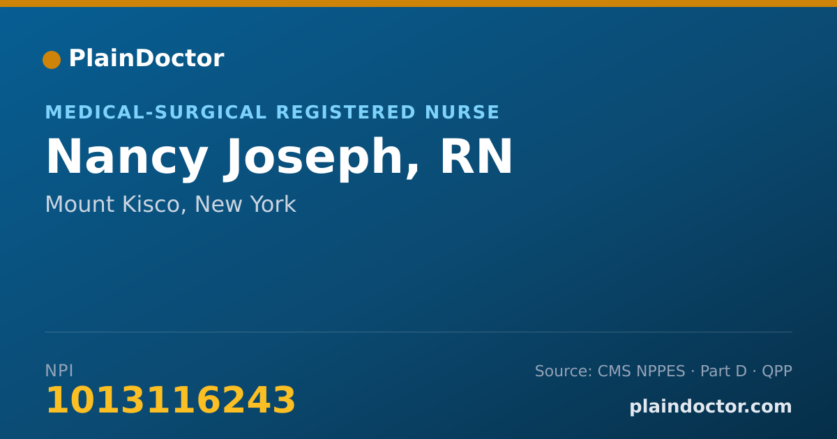Shareable card for Nancy Joseph, RN - Medical-Surgical Registered Nurse, Mount Kisco, NY