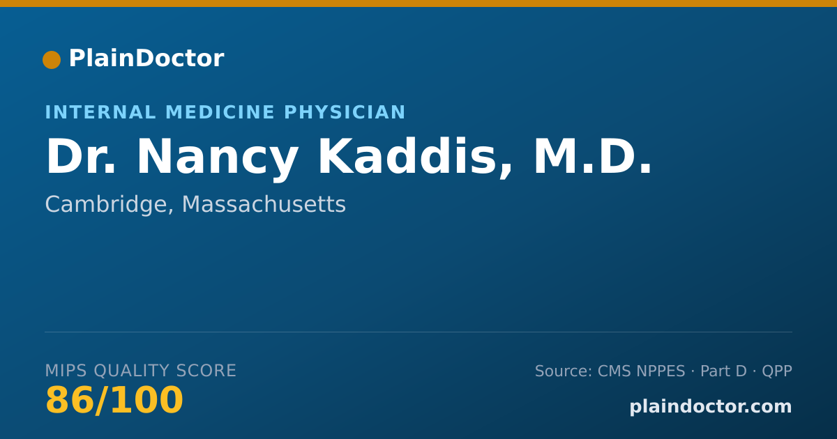 Shareable card for Nancy Kaddis, M.D. - Internal Medicine Physician, Cambridge, MA