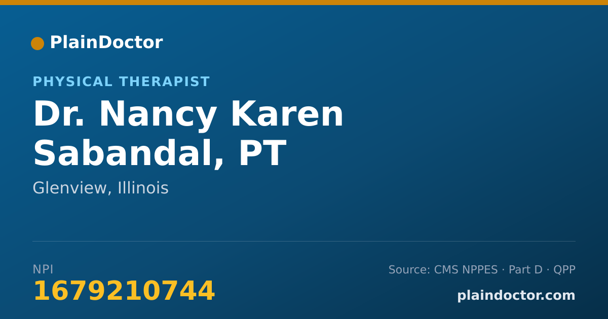 Shareable card for Nancy Karen Sabandal, PT - Physical Therapist, Glenview, IL