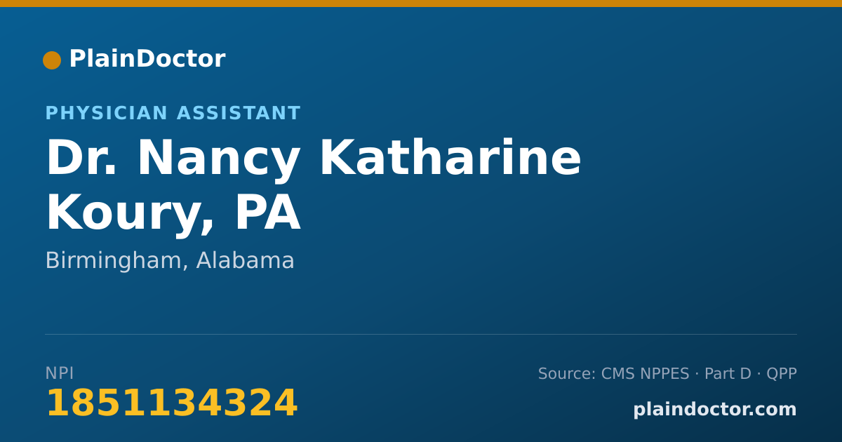 Shareable card for Nancy Katharine Koury, PA - Physician Assistant, Birmingham, AL