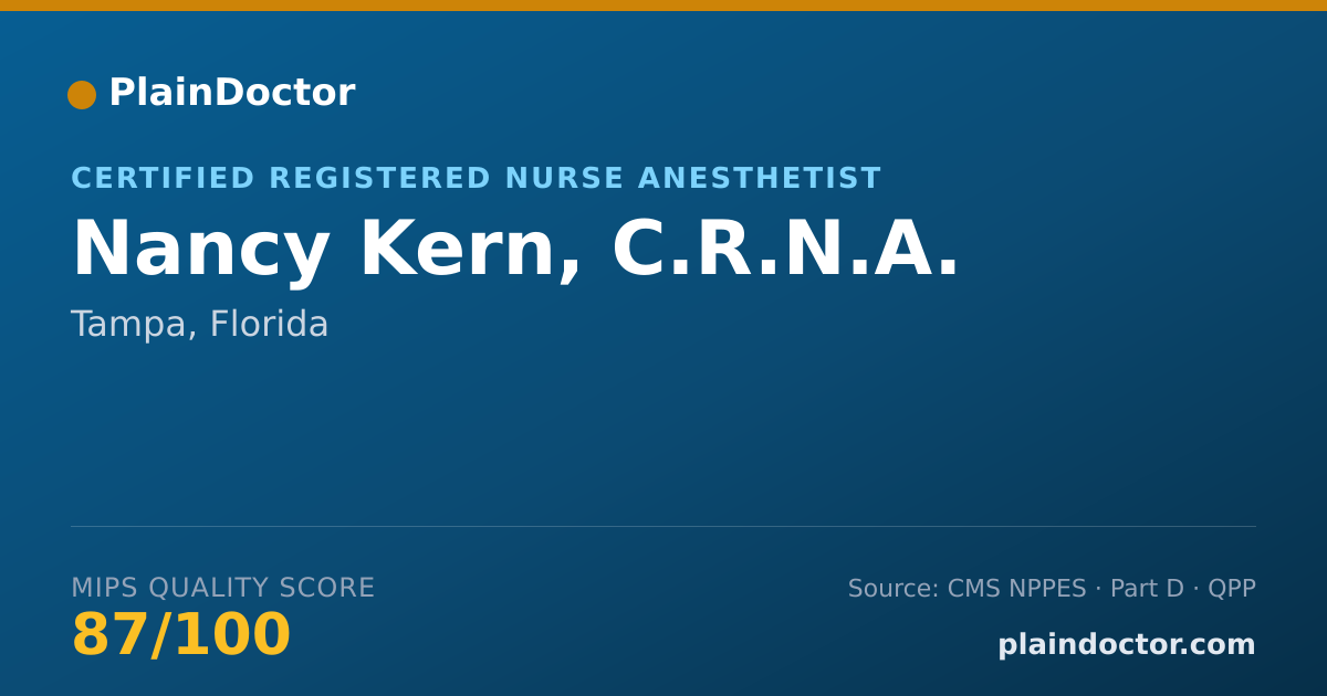 Shareable card for Nancy Kern, C.R.N.A. - Certified Registered Nurse Anesthetist, Tampa, FL