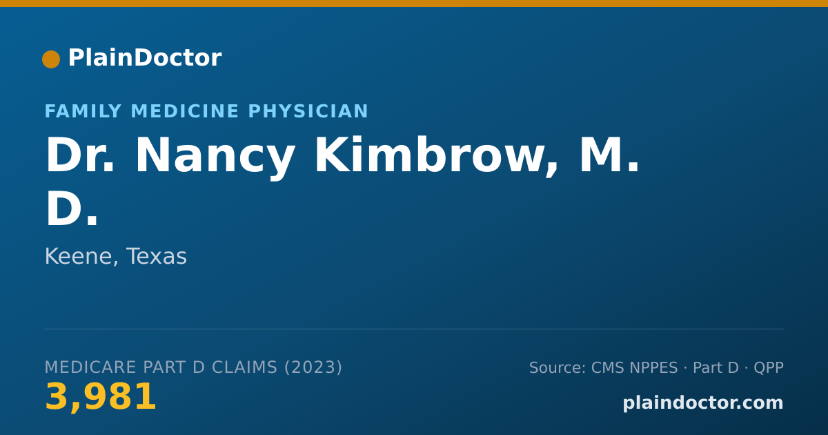 Shareable card for Nancy Kimbrow, M. D. - Family Medicine Physician, Keene, TX