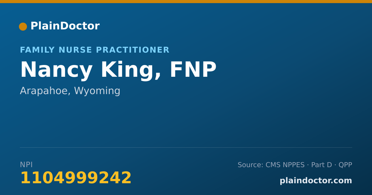 Shareable card for Nancy King, FNP - Family Nurse Practitioner, Arapahoe, WY