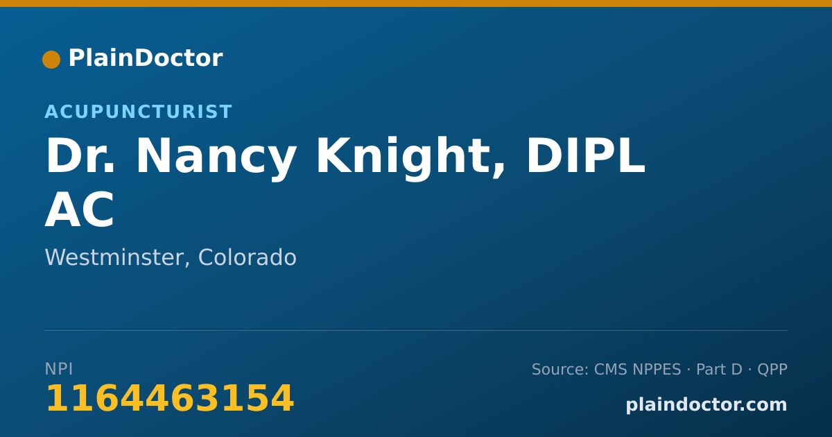 Shareable card for Nancy Knight, DIPL AC - Acupuncturist, Westminster, CO