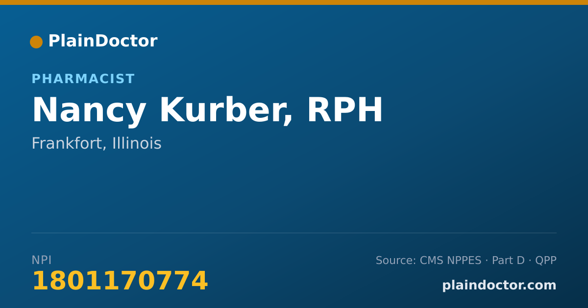 Shareable card for Nancy Kurber, RPH - Pharmacist, Frankfort, IL