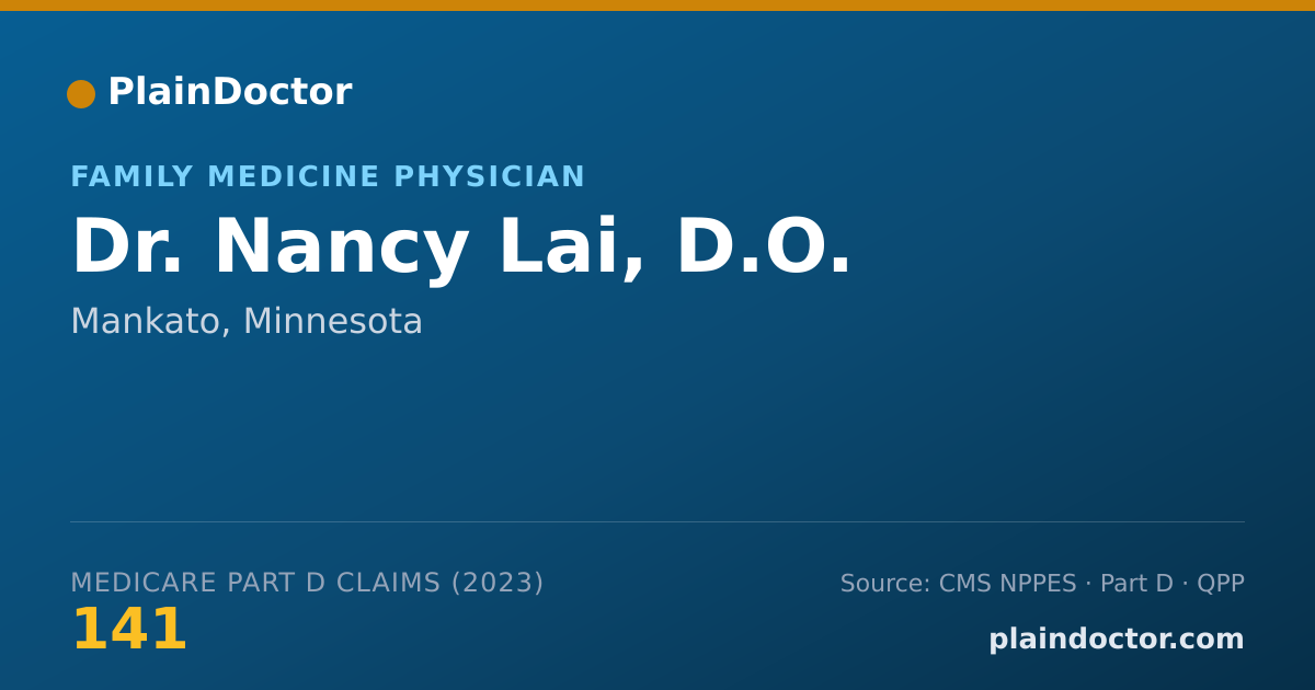 Shareable card for Nancy Lai, D.O. - Family Medicine Physician, Mankato, MN