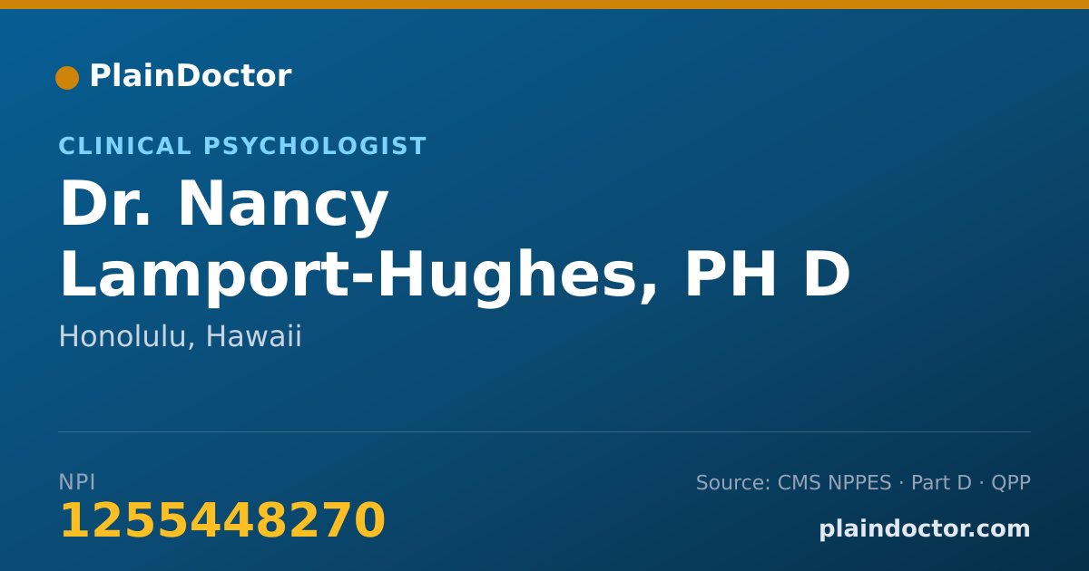 Shareable card for Nancy Lamport-Hughes, PH D - Clinical Psychologist, Honolulu, HI