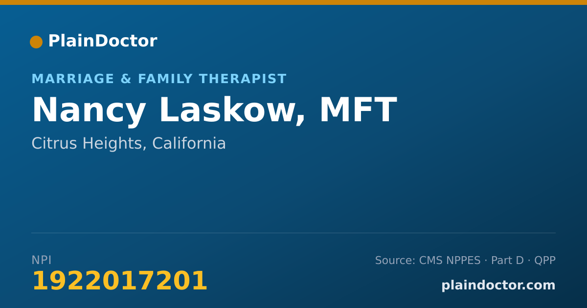 Shareable card for Nancy Laskow, MFT - Marriage & Family Therapist, Citrus Heights, CA