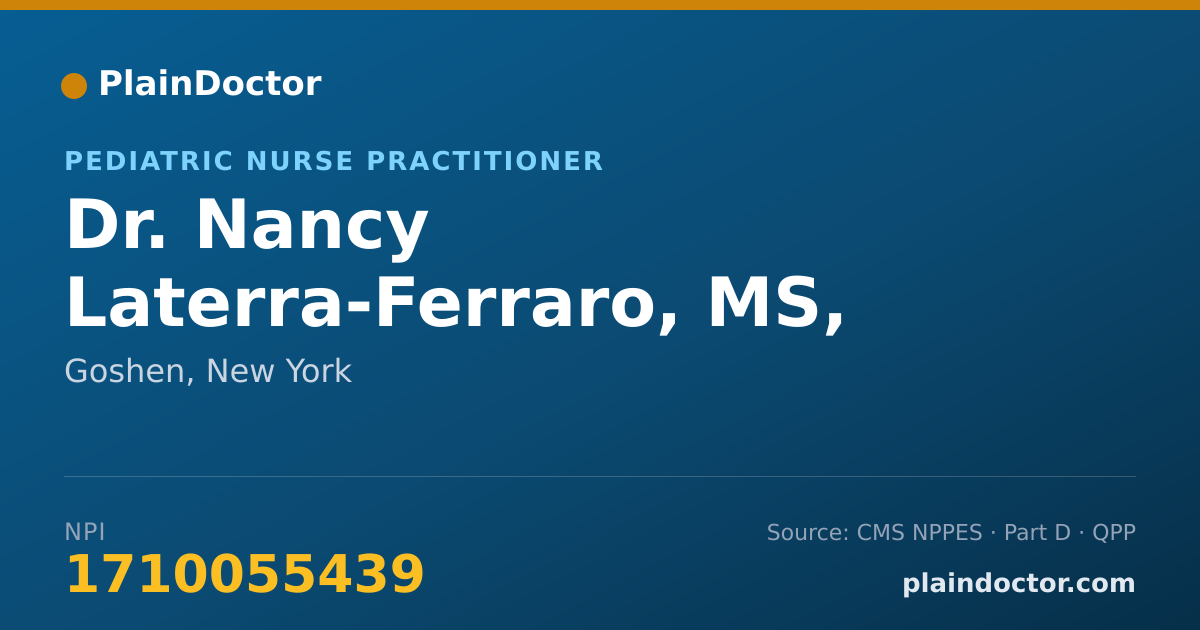 Shareable card for Nancy Laterra-Ferraro, MS, RN, CP NP - Pediatric Nurse Practitioner, Goshen, NY