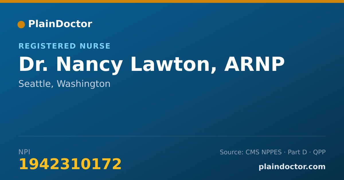 Shareable card for Nancy Lawton, ARNP - Registered Nurse, Seattle, WA