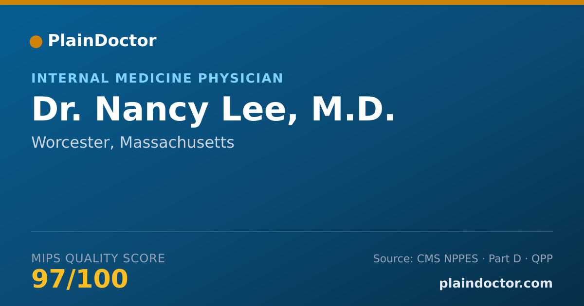 Shareable card for Nancy Lee, M.D. - Internal Medicine Physician, Worcester, MA