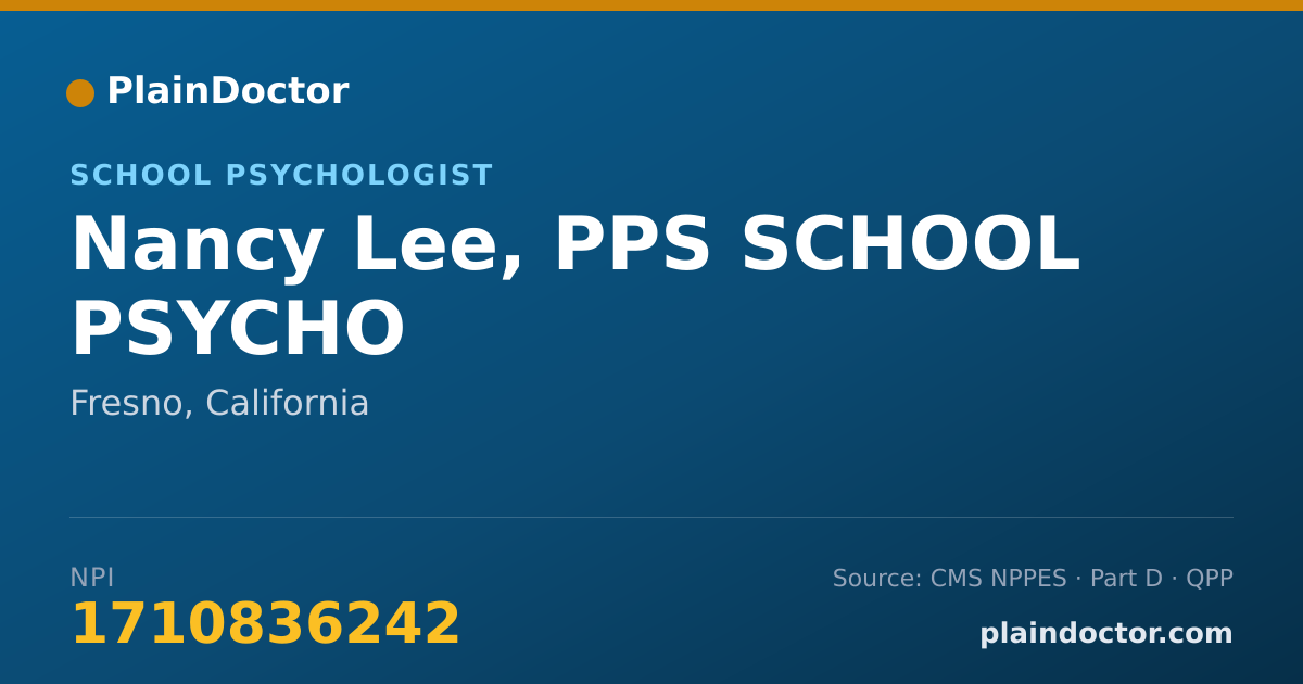 Shareable card for Nancy Lee, PPS SCHOOL PSYCHO - School Psychologist, Fresno, CA