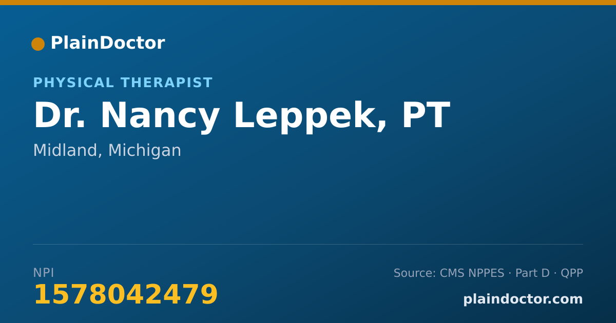Shareable card for Nancy Leppek, PT - Physical Therapist, Midland, MI