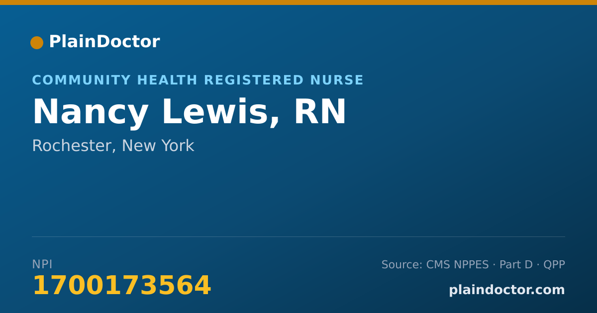 Shareable card for Nancy Lewis, RN - Community Health Registered Nurse, Rochester, NY