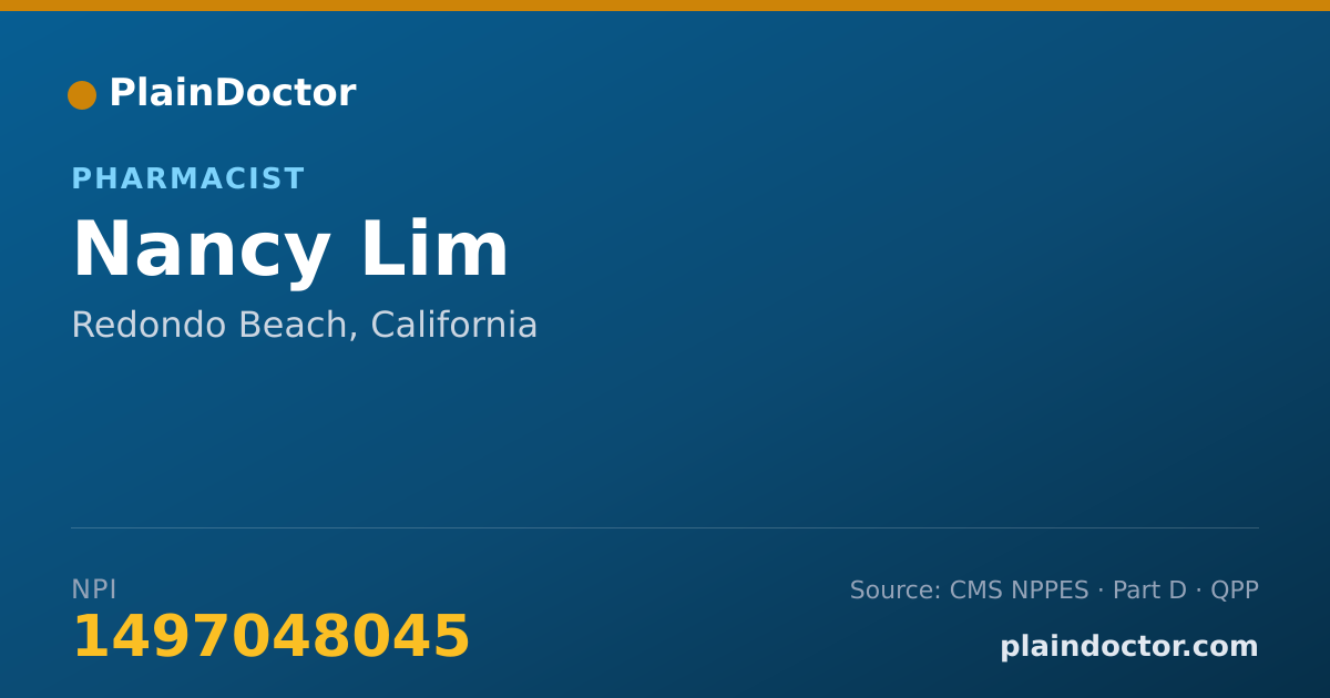 Shareable card for Nancy Lim - Pharmacist, Redondo Beach, CA