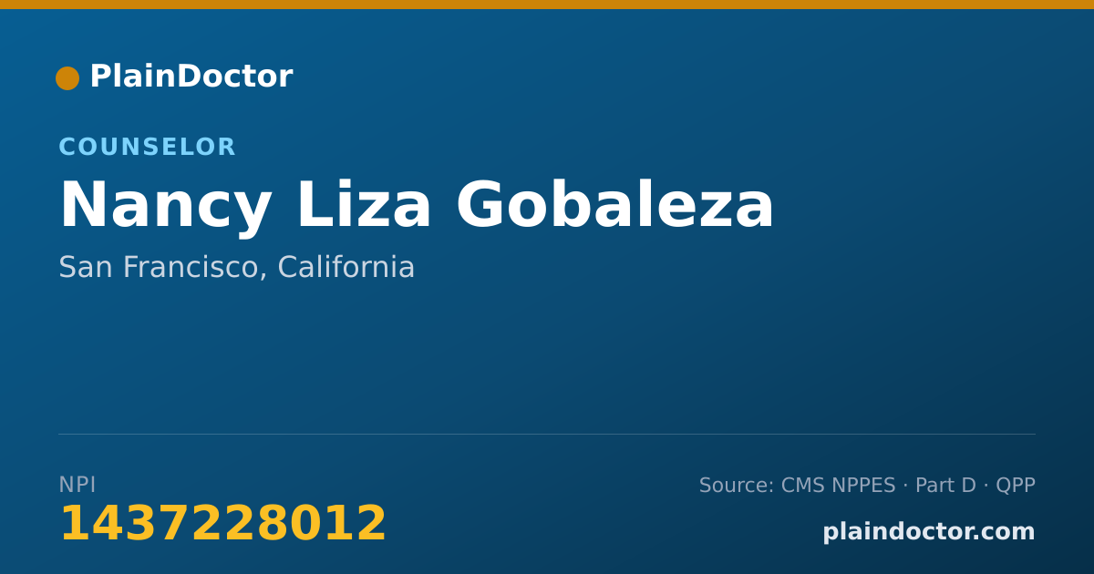 Shareable card for Nancy Liza Gobaleza - Counselor, San Francisco, CA