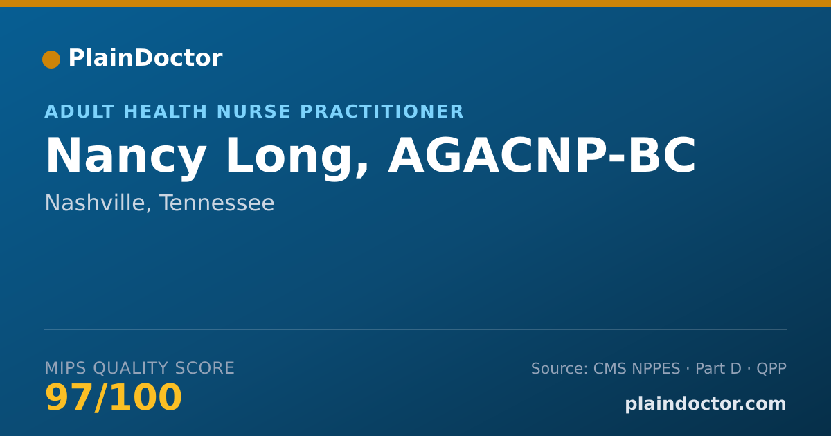 Shareable card for Nancy Long, AGACNP-BC - Adult Health Nurse Practitioner, Nashville, TN
