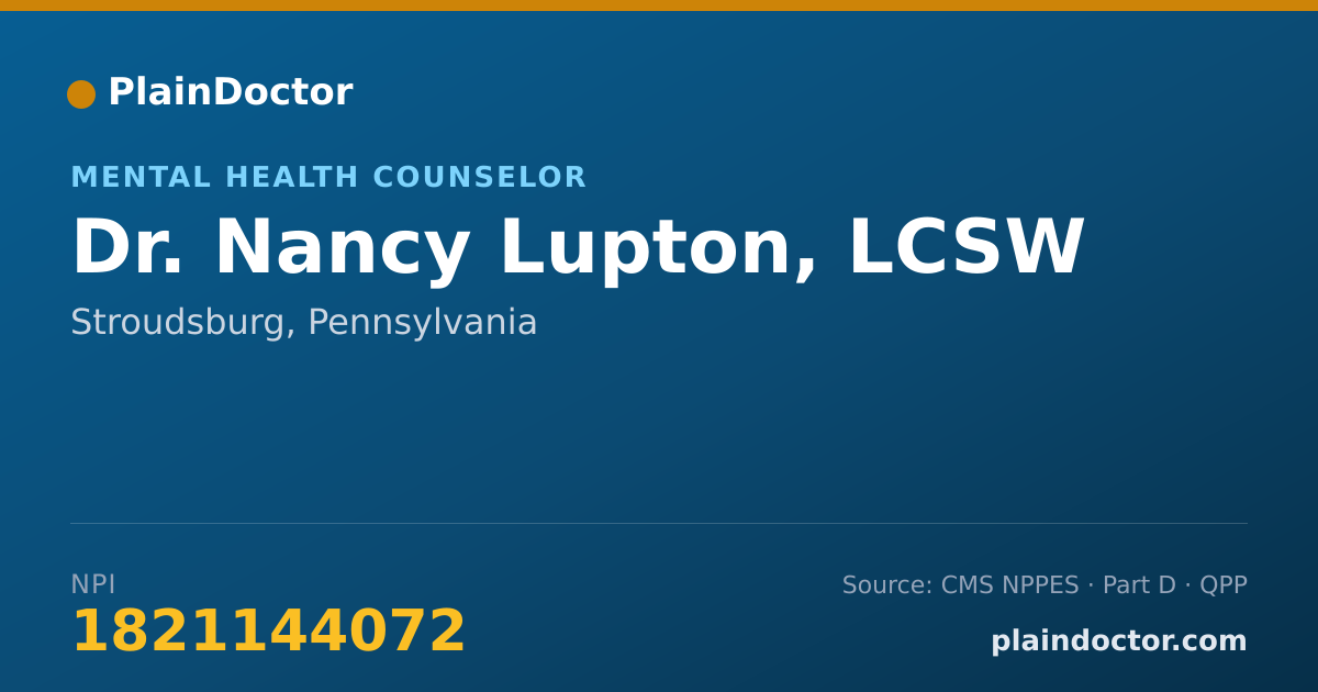 Shareable card for Nancy Lupton, LCSW - Mental Health Counselor, Stroudsburg, PA