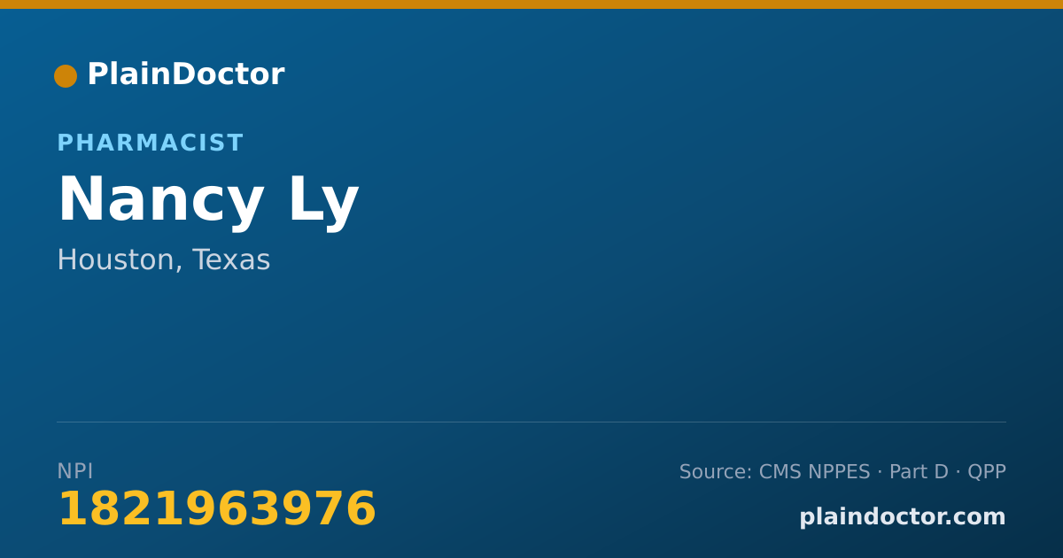 Shareable card for Nancy Ly - Pharmacist, Houston, TX