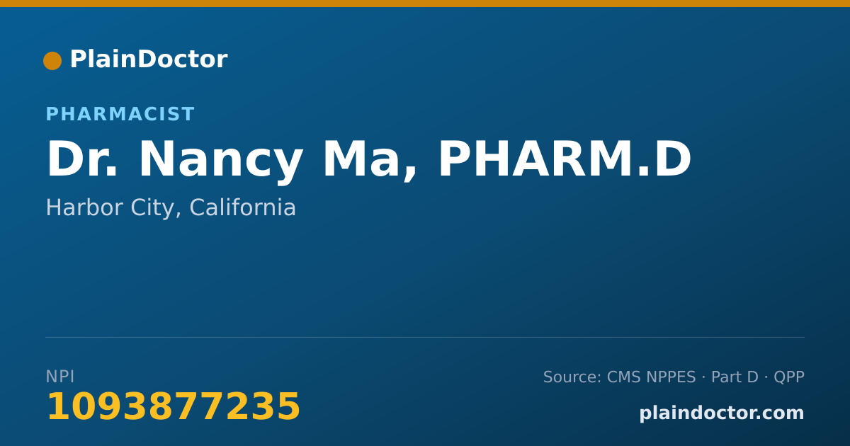 Shareable card for Nancy Ma, PHARM.D - Pharmacist, Harbor City, CA