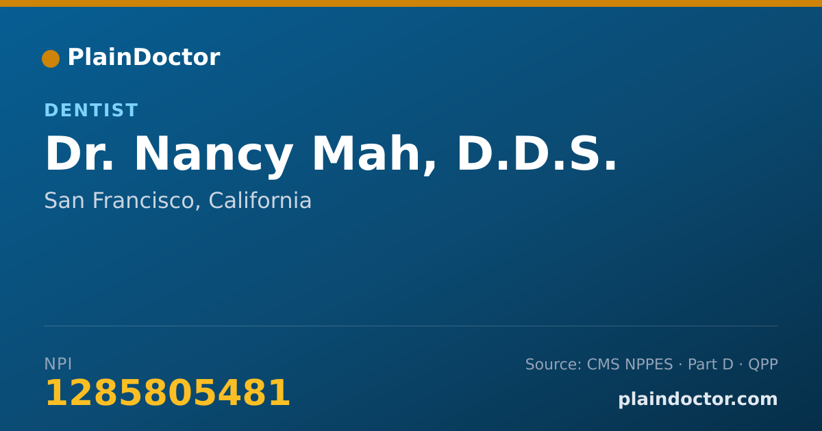 Shareable card for Nancy Mah, D.D.S. - Dentist, San Francisco, CA