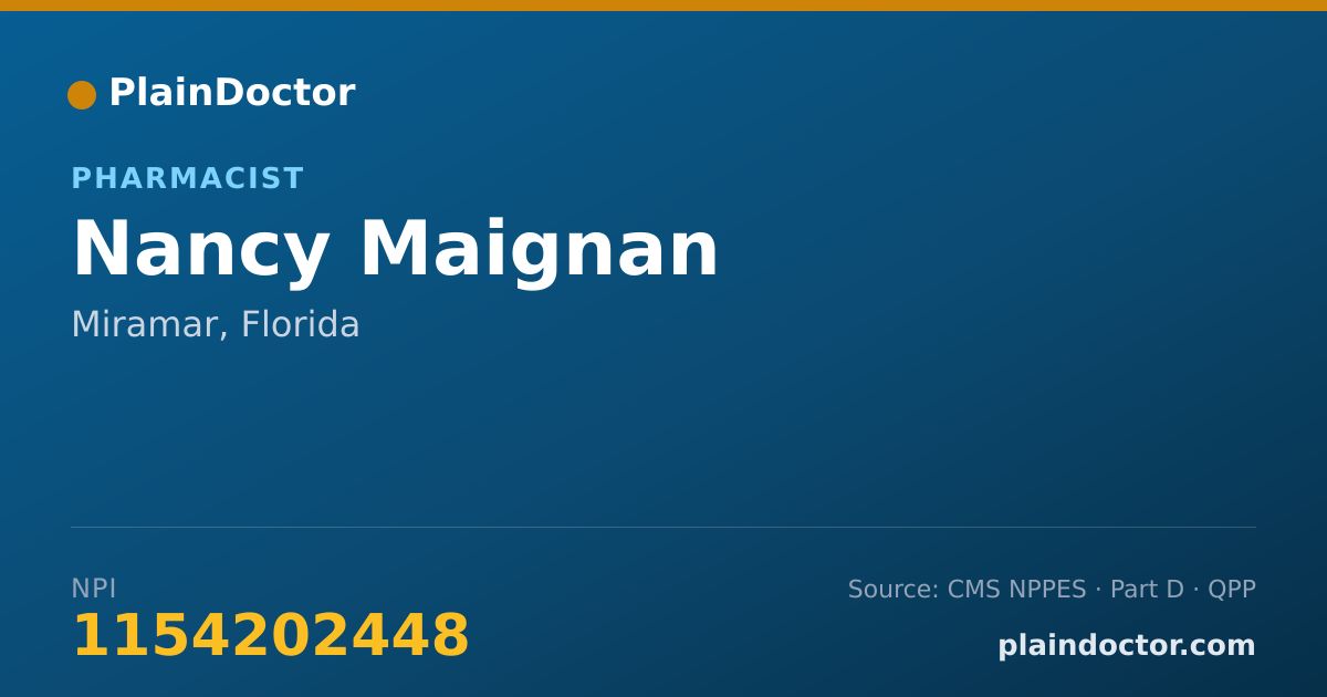 Shareable card for Nancy Maignan - Pharmacist, Miramar, FL