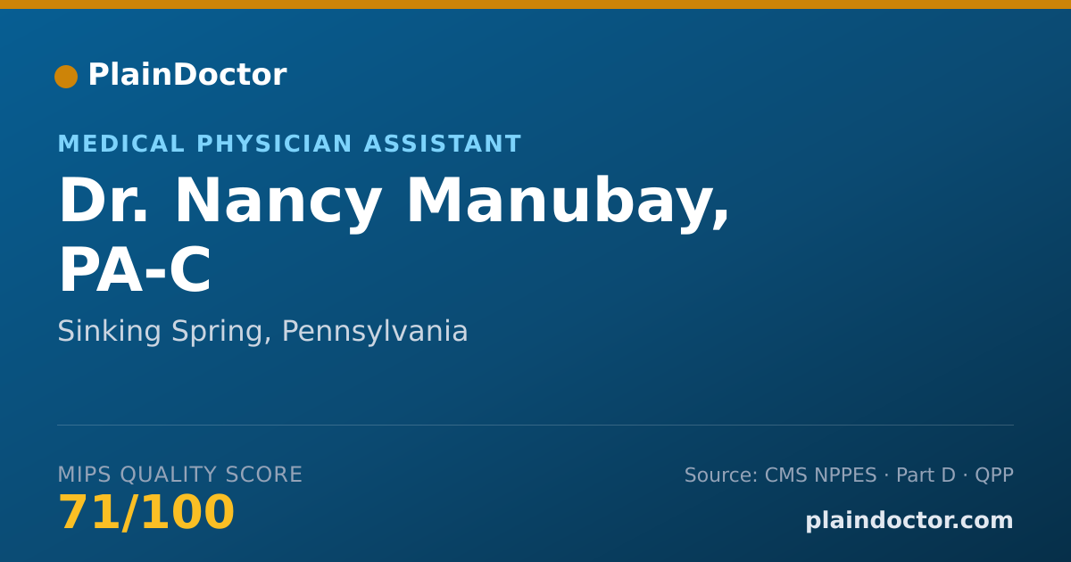 Shareable card for Nancy Manubay, PA-C - Medical Physician Assistant, Sinking Spring, PA