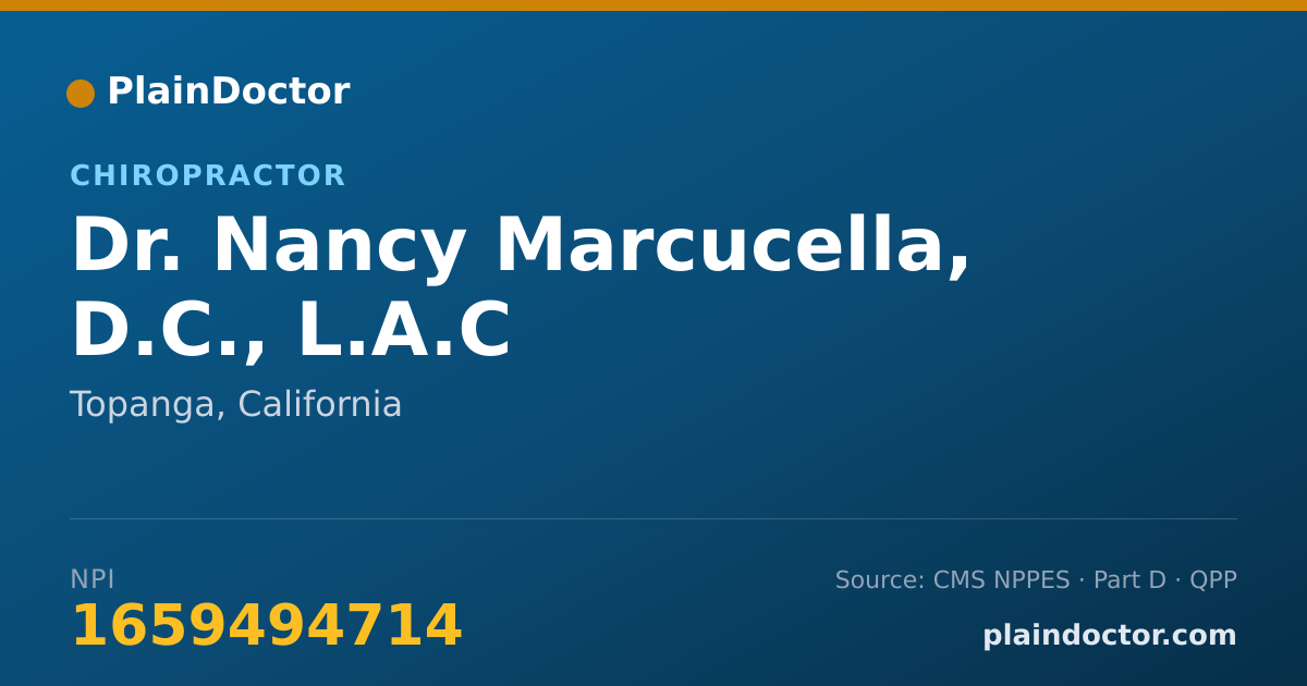 Shareable card for Nancy Marcucella, D.C., L.A.C - Chiropractor, Topanga, CA