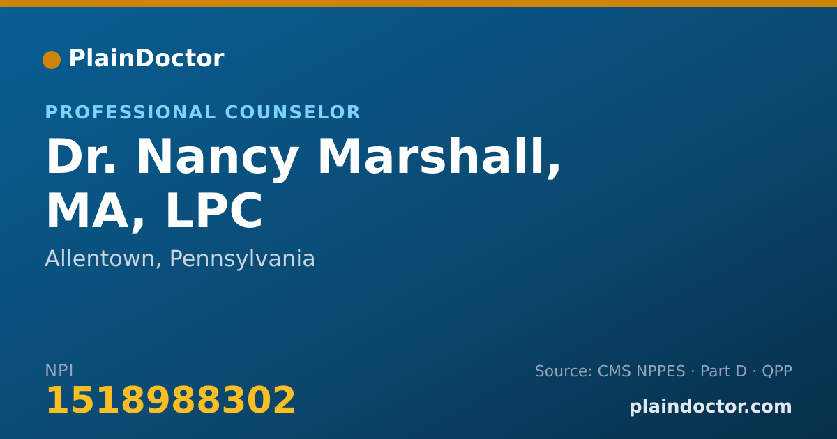 Shareable card for Nancy Marshall, MA, LPC - Professional Counselor, Allentown, PA