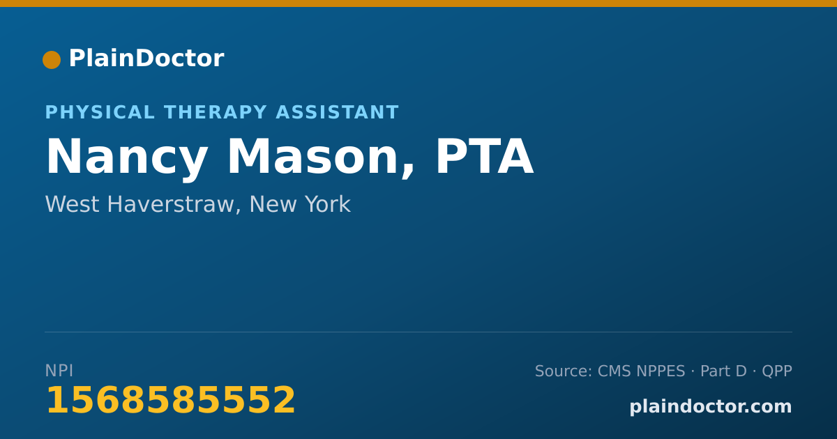 Shareable card for Nancy Mason, PTA - Physical Therapy Assistant, West Haverstraw, NY