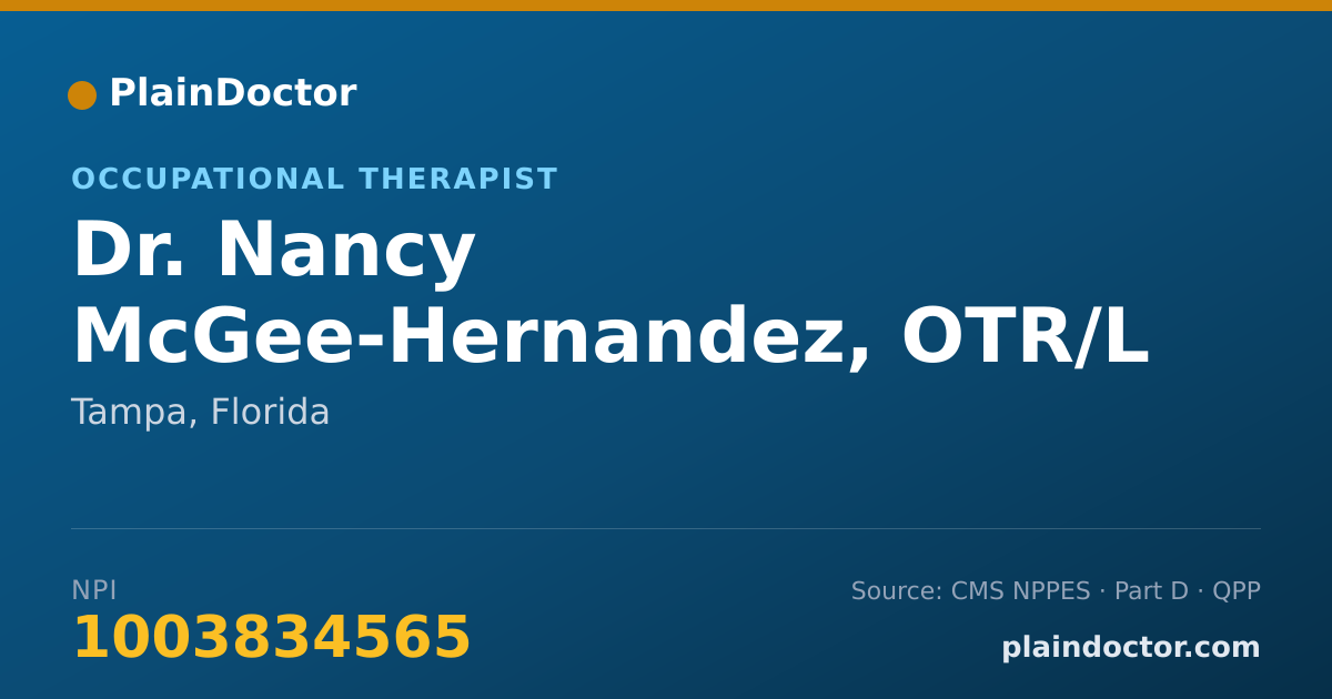 Shareable card for Nancy McGee-Hernandez, OTR/L - Occupational Therapist, Tampa, FL