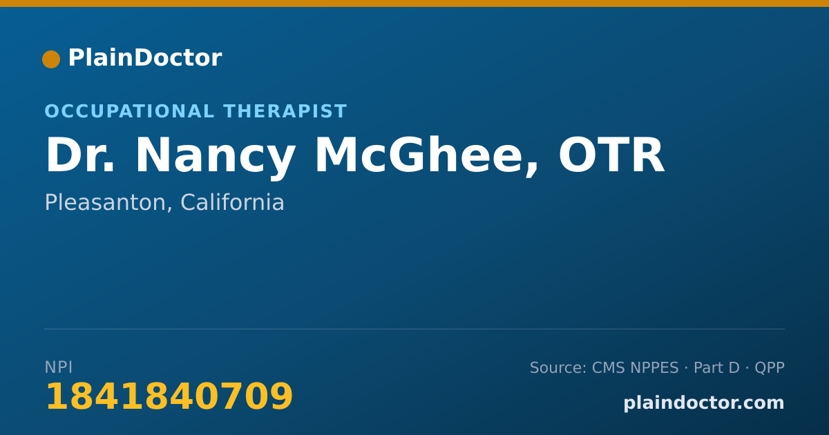 Shareable card for Nancy McGhee, OTR - Occupational Therapist, Pleasanton, CA