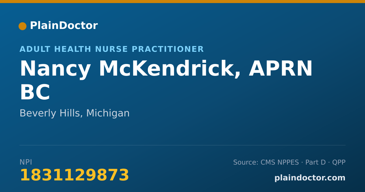 Shareable card for Nancy McKendrick, APRN BC - Adult Health Nurse Practitioner, Beverly Hills, MI